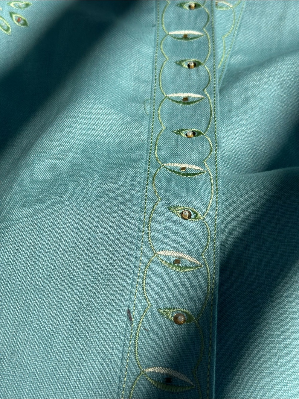 DressBarn Woman Linen Blend Embroidered Suit 18W Jacket 16W Pants Bead Accents - Picture 7 of 14